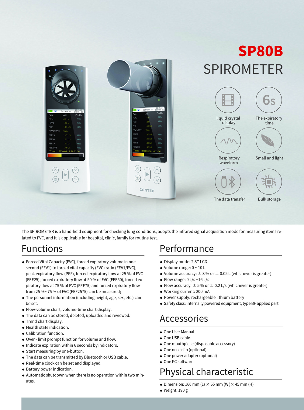 Hot Products―SP80B handheld spirometer with bluetooth