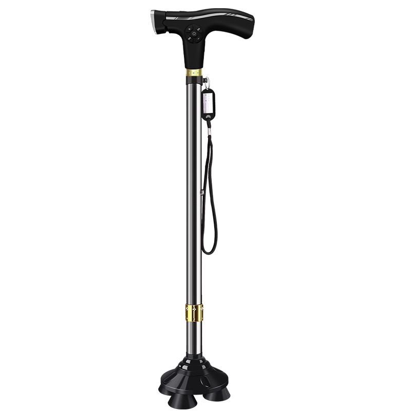 Z01 Intelligent four legged crutches with multifunctional lights and anti slip crutch